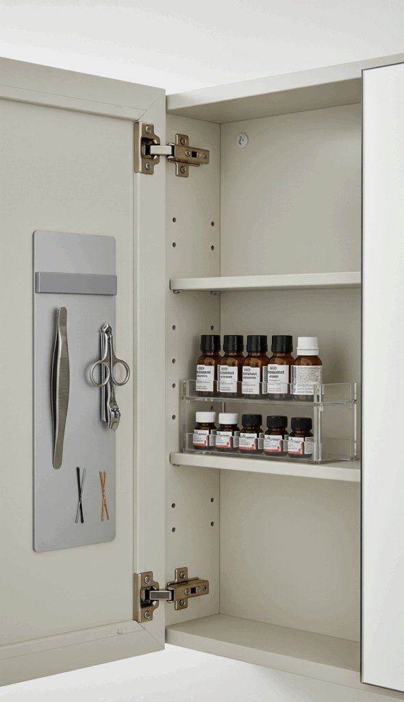 5 Bathroom Cabinet Organizer Ideas The Medicine Cabinet Makeover Risers and Magnetic Strips
