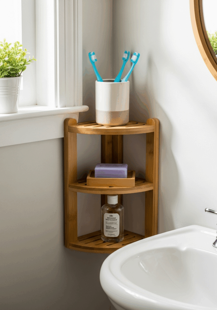 Bamboo Shelves for Bathroom The Clever Bamboo Corner Shelf Unit