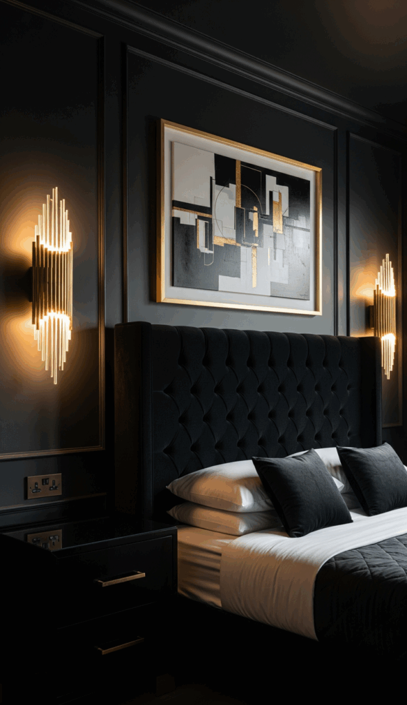 Black Bedroom Color Schemes The Glamorous Jewel Box Black and Gold Brass