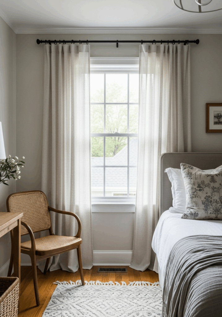 Light and Airy Curtains for a Small Guest Bedroom