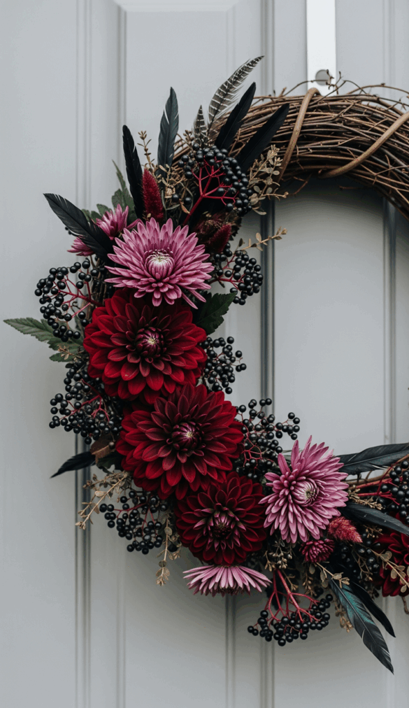 Stunning Fall Wreaths for Your Front Door The Moody and Dramatic Dark Floral Wreath