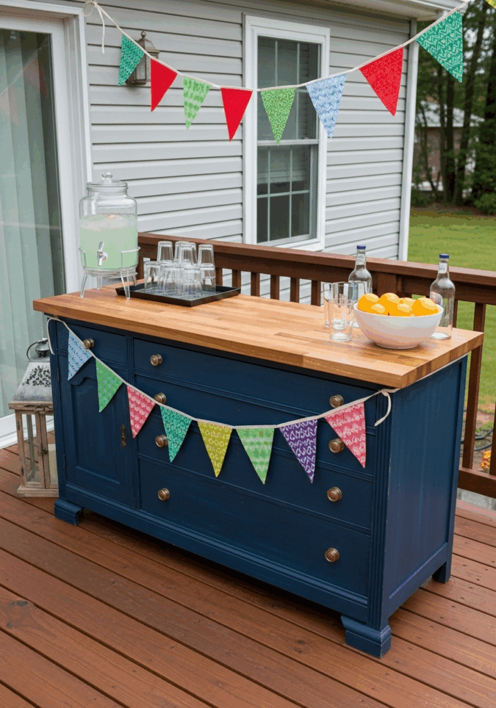 Upcycled Dresser as a DIY Outdoor Kitchen Bar