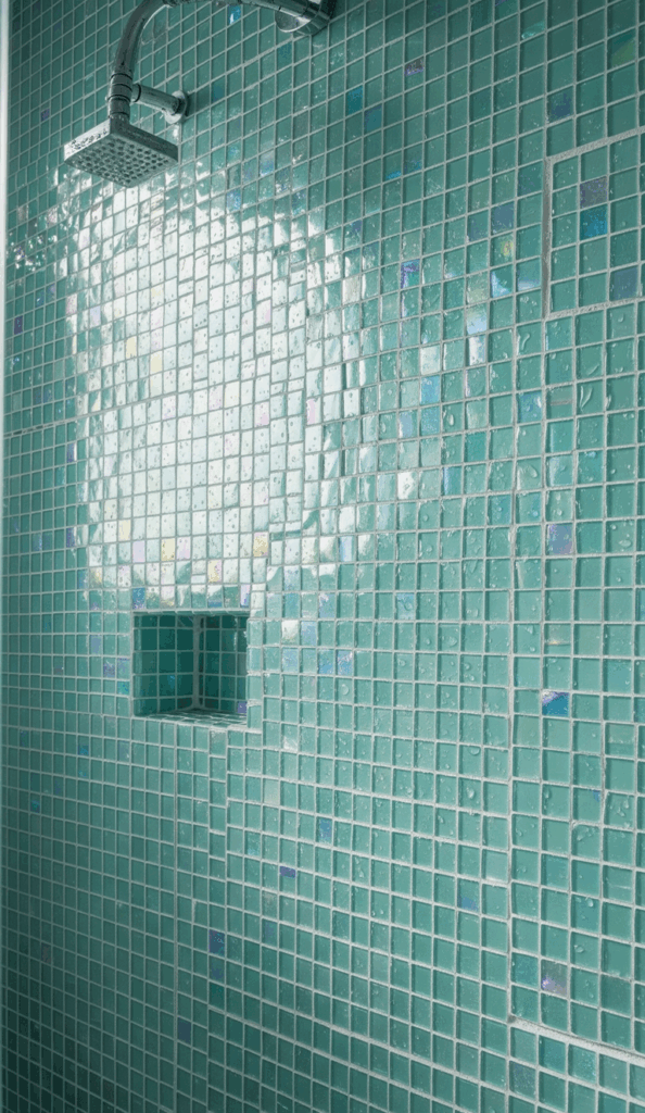 Beach Themed Bathroom Tile Shades of the Ocean in Glass and Ceramic