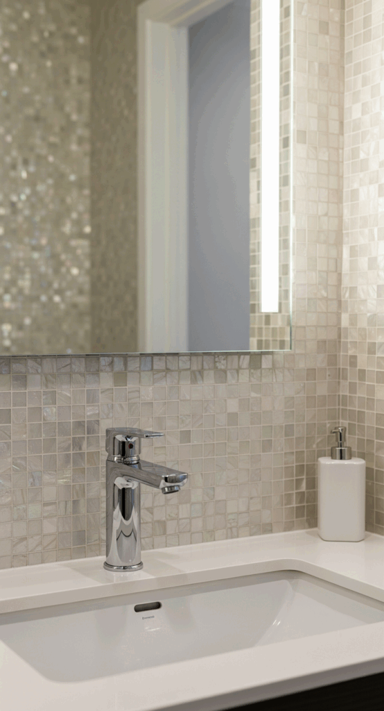 Beach Themed Bathroom Tile The Shimmering Mother of Pearl Accent