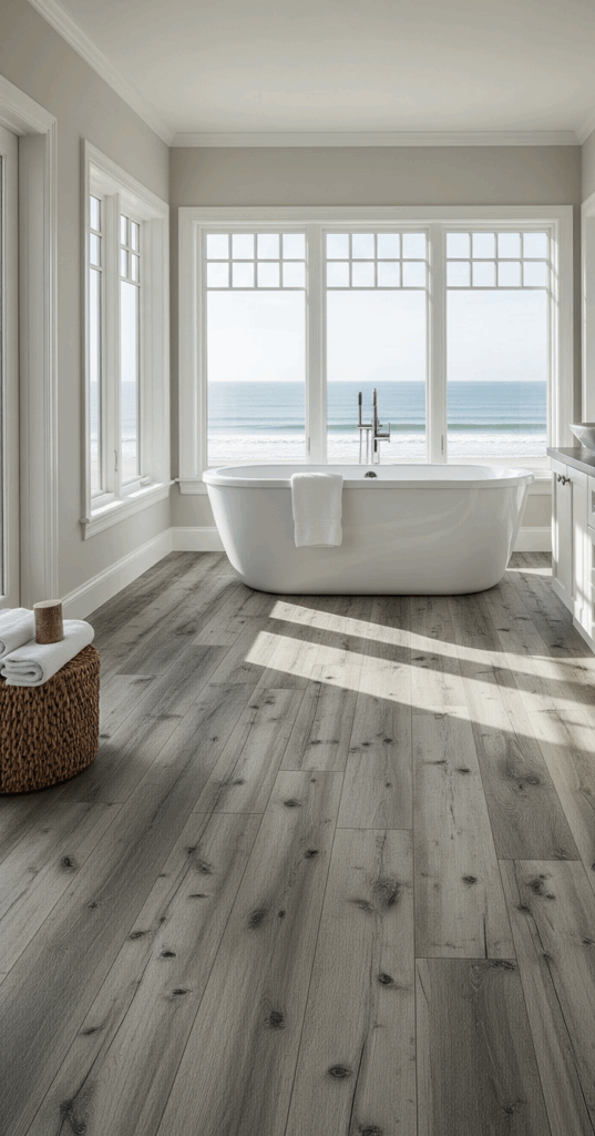 Beach Themed Bathroom Tile Weathered Wood Look Planks