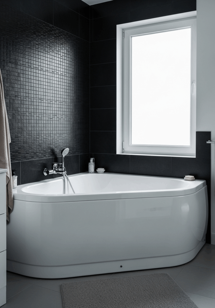 Modern Freestanding Corner Tub for a Small Bathroom