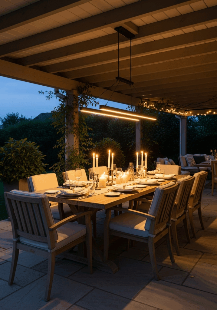 Al Fresco Dining Setup on a Covered Patio