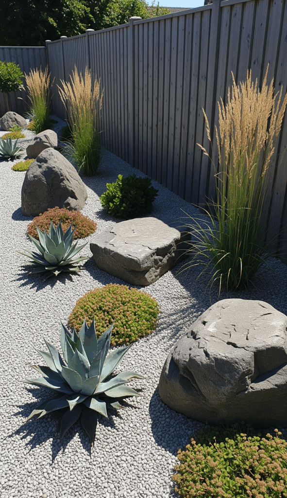 Backyard Landscaping Ideas Along a Fence The Low Maintenance Rock Garden