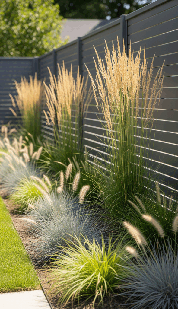 Backyard Landscaping Ideas Along a Fence The Modern and Minimalist Grasses Bed