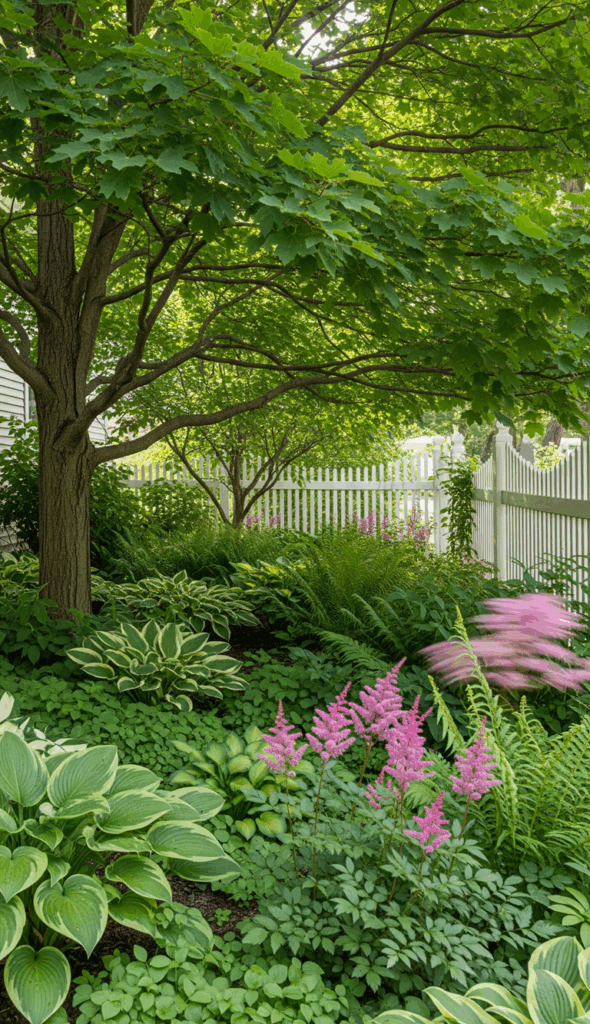 Backyard Landscaping Ideas Along a Fence The Serene Woodland Shade Garden