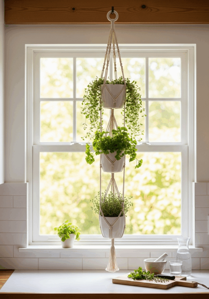 Bohemian Hanging Macrame Kitchen Herb Garden