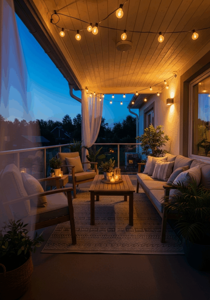 Cozy Outdoor Living Room on a Backyard Covered Patio