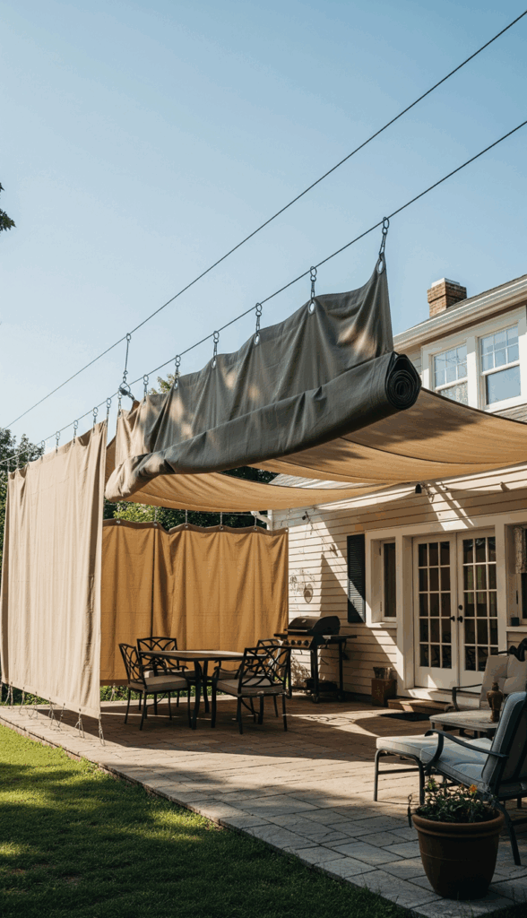 DIY Backyard Shade Ideas The DIY Retractable Curtain System