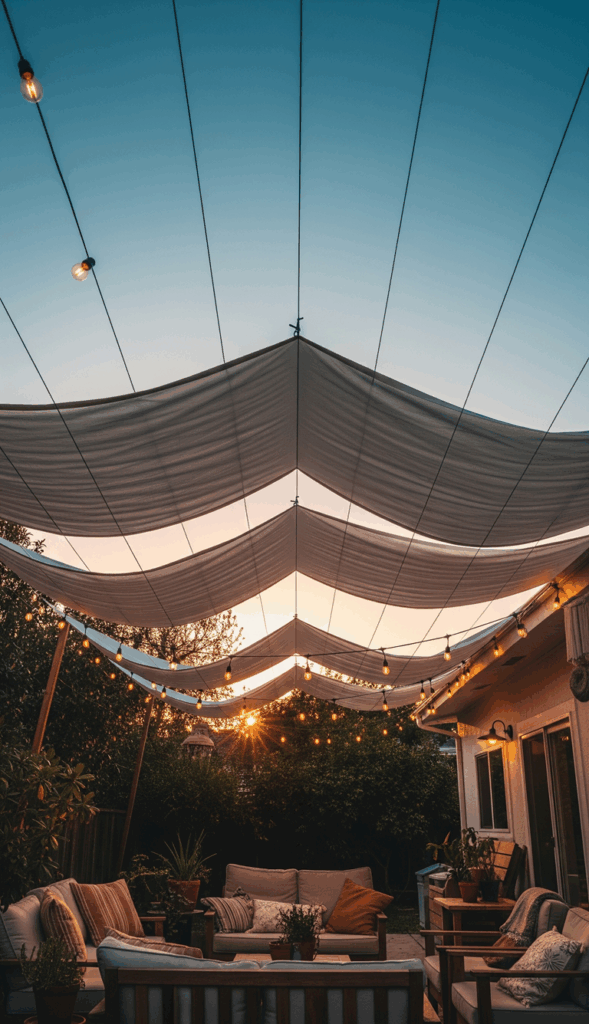 DIY Backyard Shade Ideas The Rustic Sailcloth or Canvas Canopy