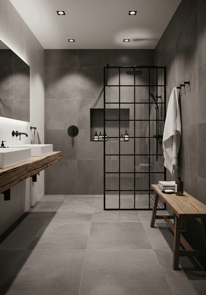 Dark Grey Bathroom Floor Tiles The Organic Spa Vibe