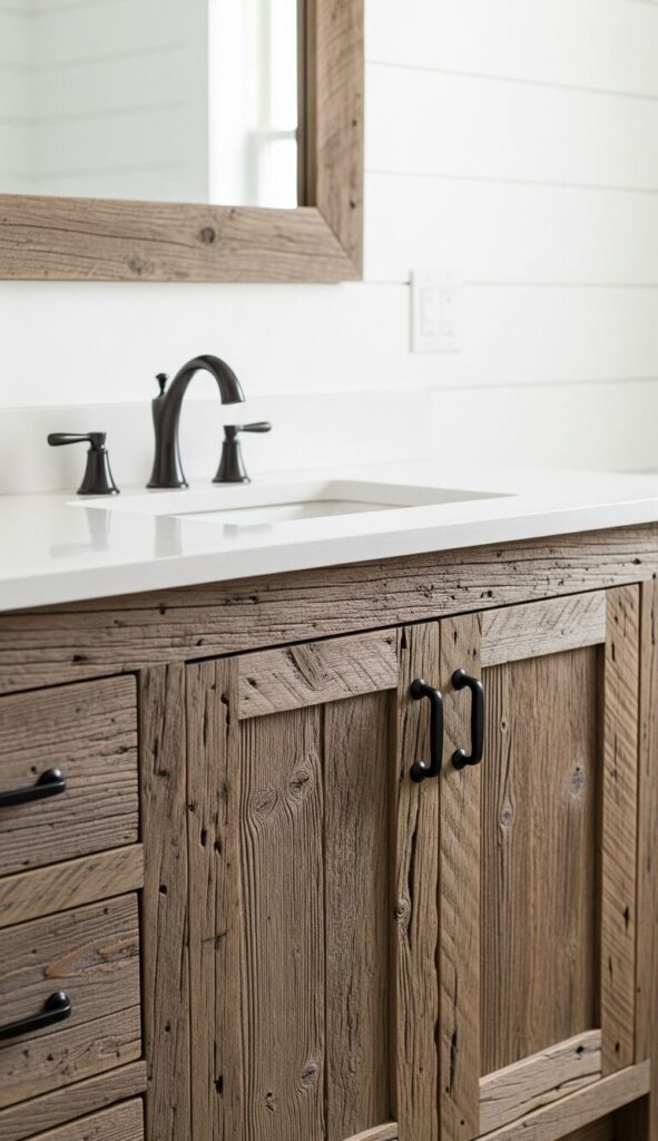 Farmhouse Bathroom Ideas A Rustic Wood Vanity or Repurposed Piece