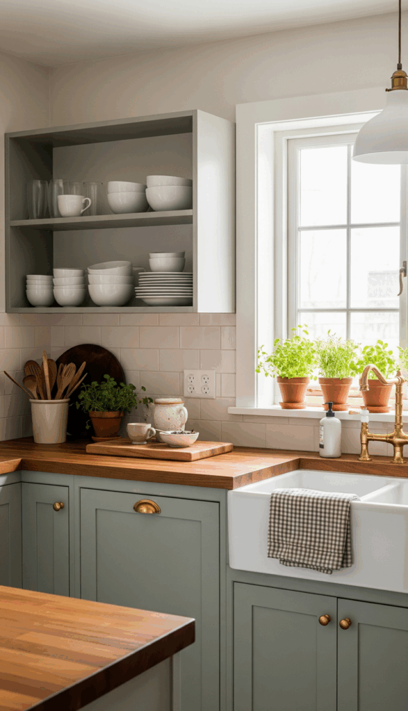 Inspiring Ideas for Painted Kitchen Cupboards Grounded and Earthy Greens