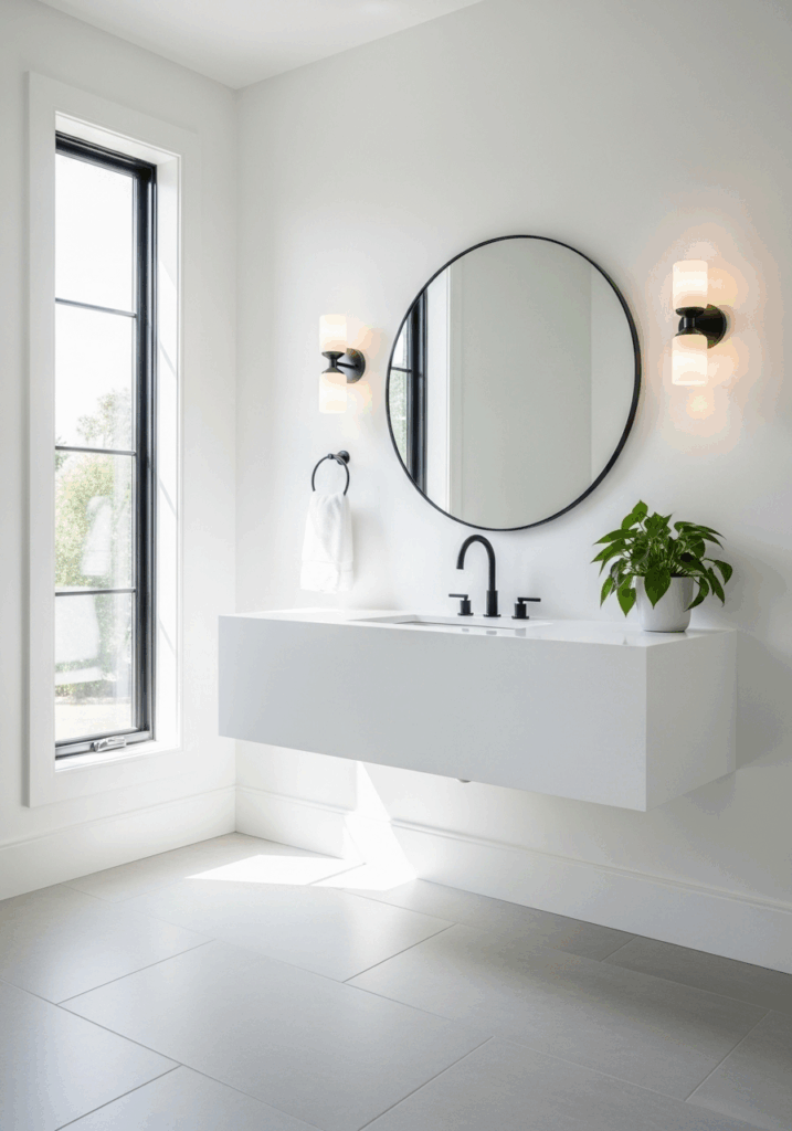 Light and Airy Black White and Grey Bathroom