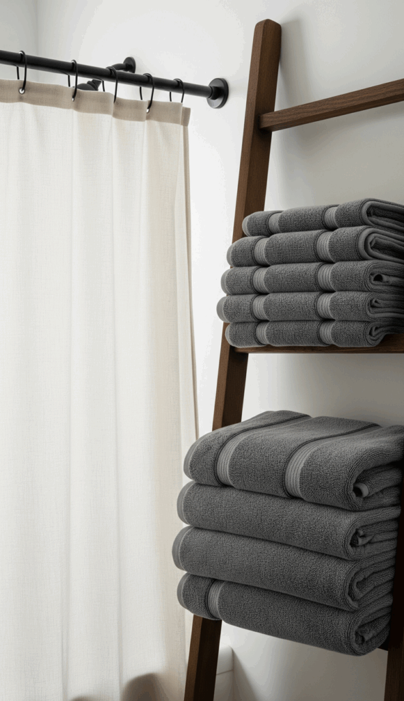 Modern French Country Bathroom High Quality Natural Textiles
