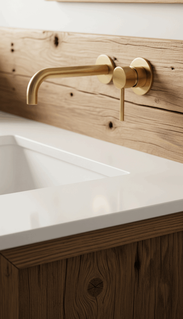 Modern French Country Bathroom Matte Black or Brushed Gold Fixtures