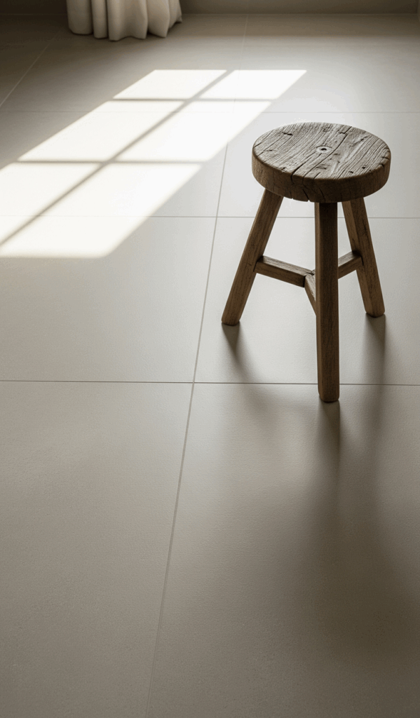 Modern French Country Bathroom Polished Concrete or Large Format Stone