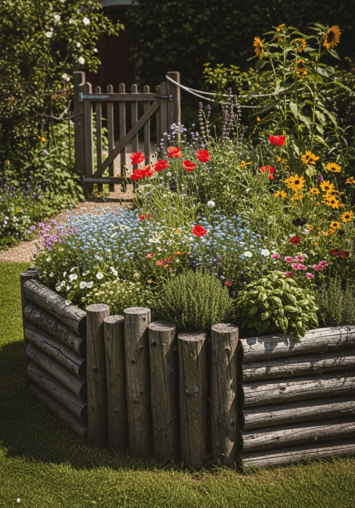 Rustic Log Border DIY Raised Garden Bed Plan