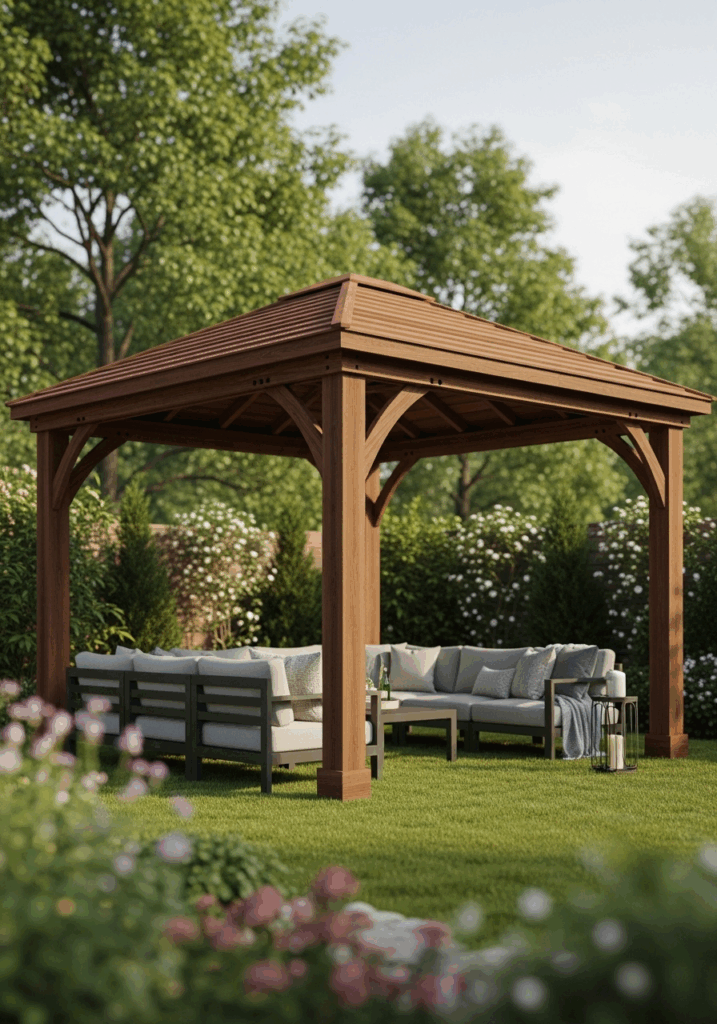 Simple Square DIY Gazebo Pavilion Plan for Backyard