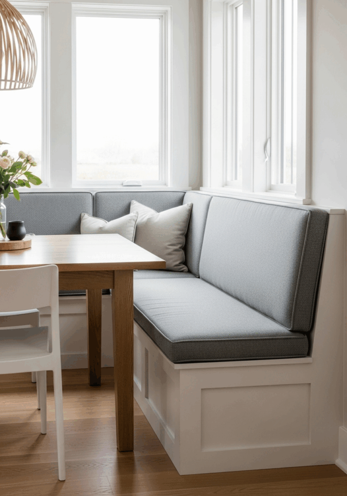 Space Saving Banquette Seating in Small Dining Room