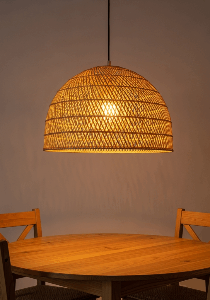 Statement Pendant Light over Small Dining Table
