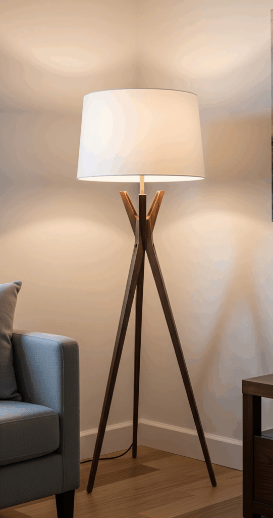 What to Put in a Living Room Corner Add Ambient Lighting with a Sculptural Floor Lamp