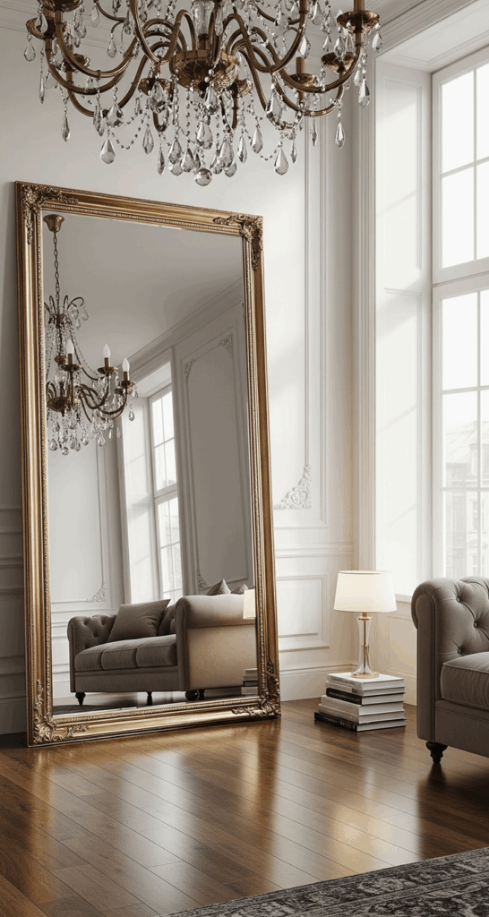 What to Put in a Living Room Corner Display Art with a Leaning Mirror or Easel
