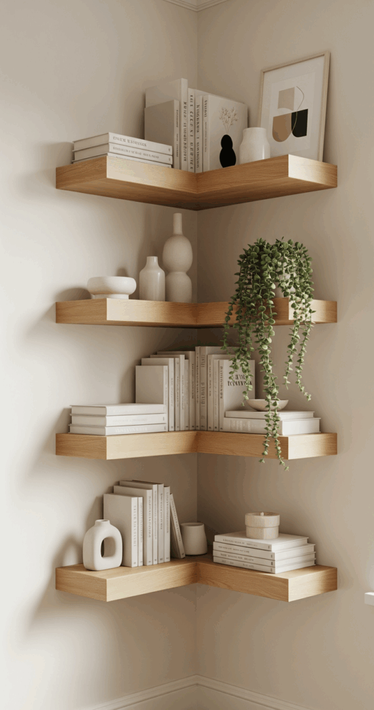 What to Put in a Living Room Corner Install Functional and Stylish Corner Shelving