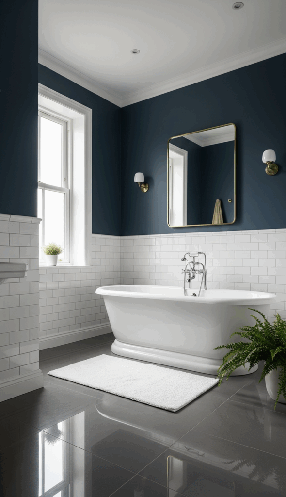 White Square Tile Bathroom Ideas The Chic Half Wall or Wainscoting Application