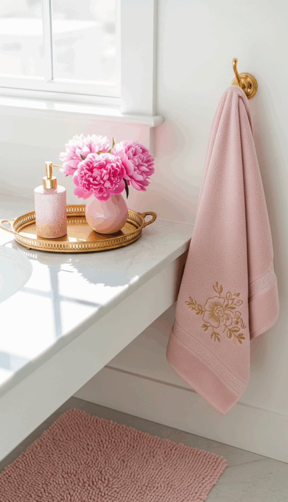 Pink and Gold Bathroom Ideas Accessorizing with Pink and Gold