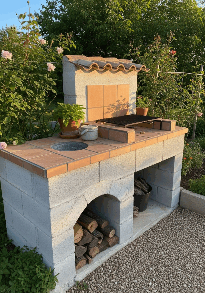 Rustic Stucco Finish on a DIY Cinder Block Kitchen