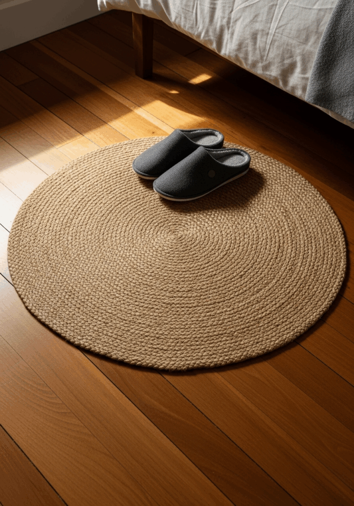 Simple Jute Area Rug for a Cozy Budget Guest Bedroom