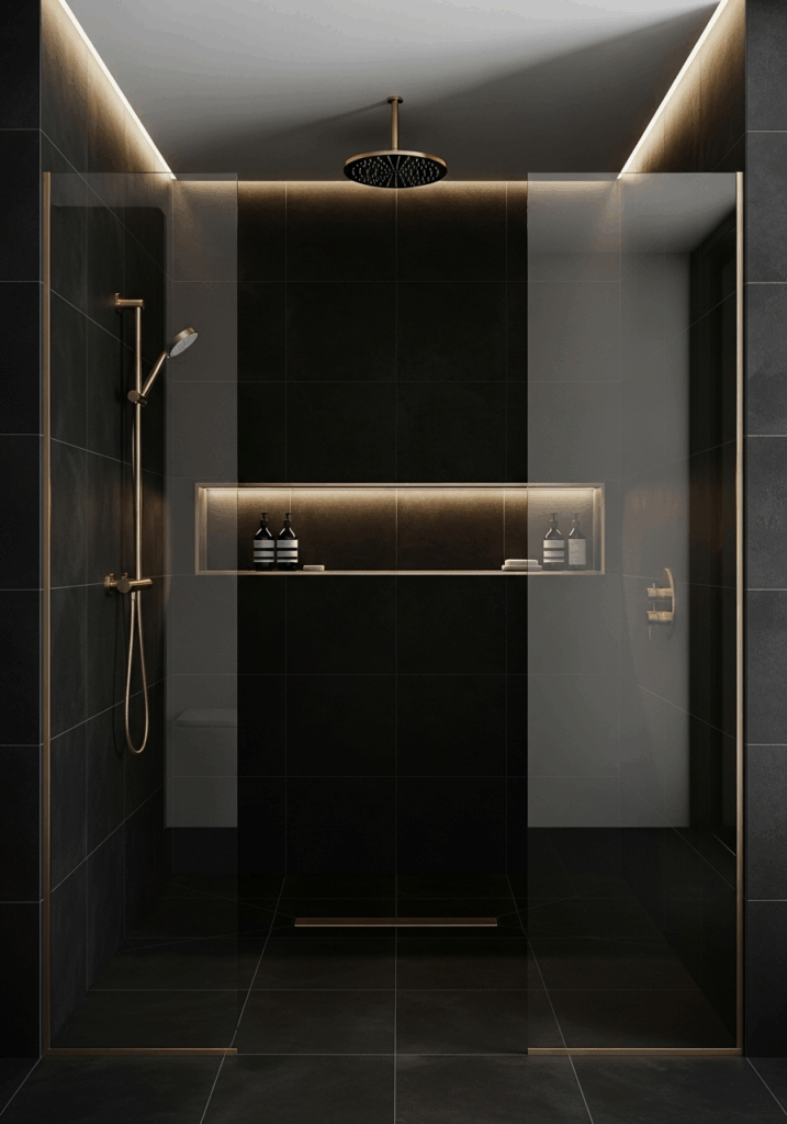 Sophisticated Matte Black Bathroom Tile Design