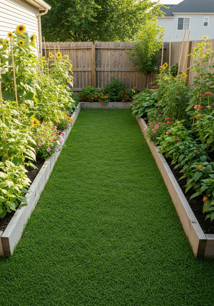 Space Saving Perimeter Raised Garden Bed Layout