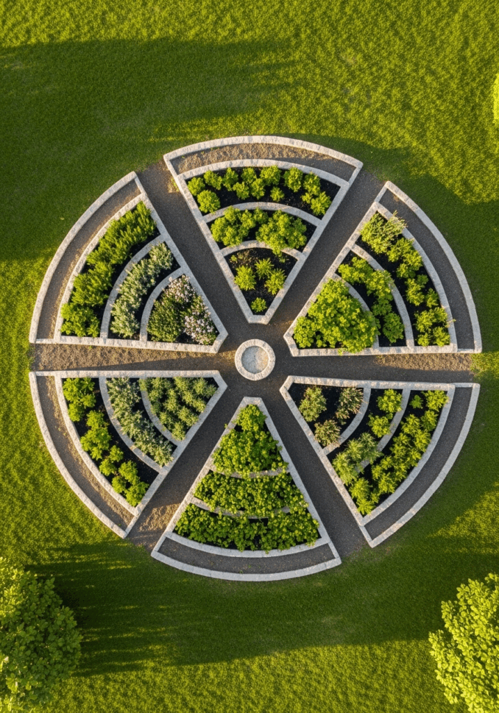 Spoke and Wheel Pizza Garden Layout Idea