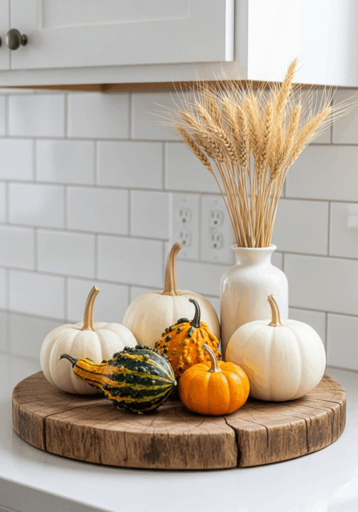 Classic Harvest Vignette for Fall Kitchen Counter Decor
