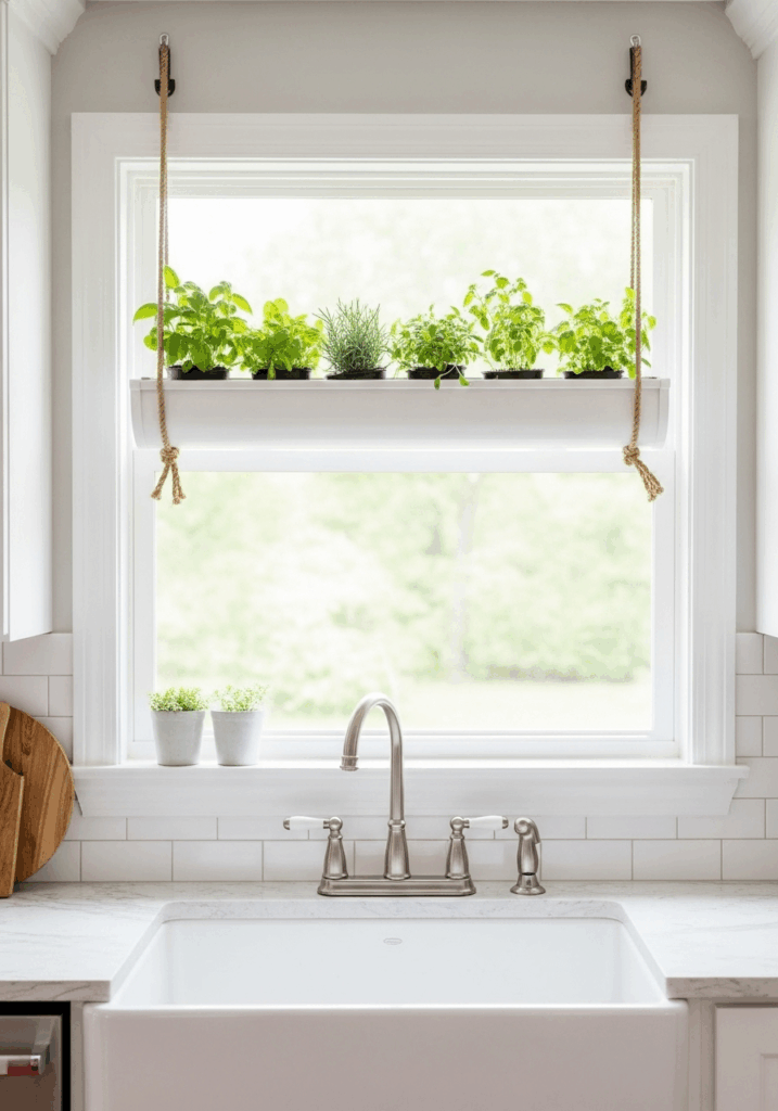 Creative DIY Hanging Gutter Herb Garden Planter