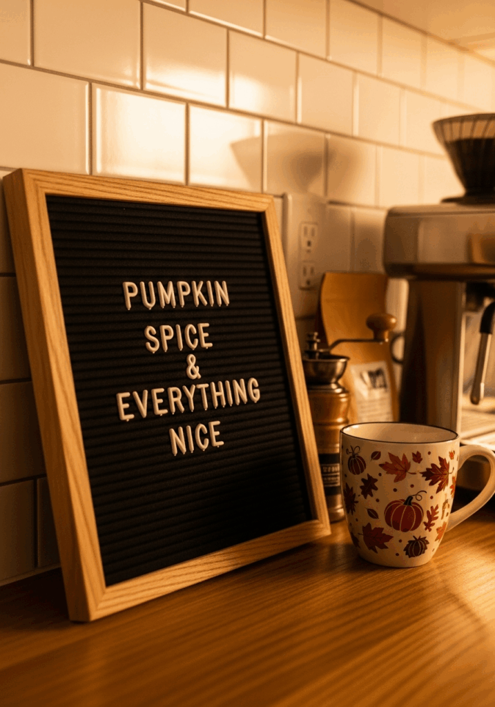 Cute Letter Board Sign for a Fall Coffee Bar in a Kitchen