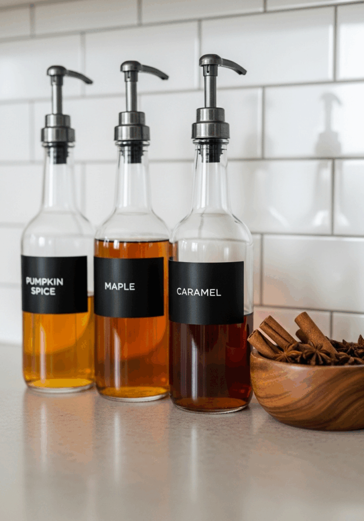 DIY Fall Syrup Flavor Station for a Kitchen Coffee Bar
