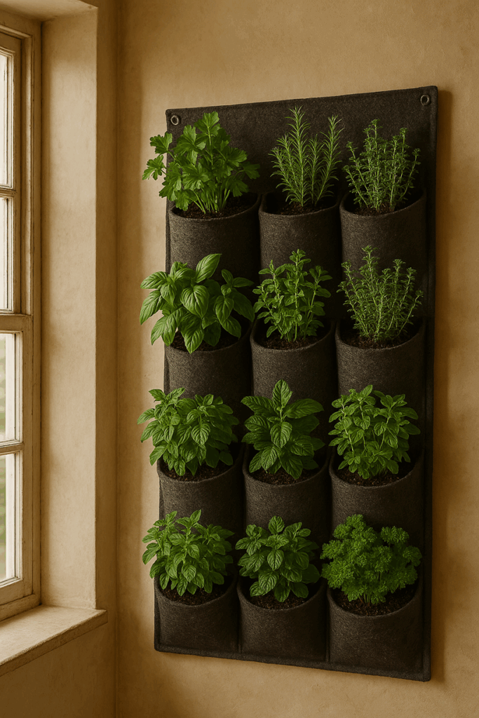 Easy Fabric Pocket Wall Mounted Kitchen Herb Garden