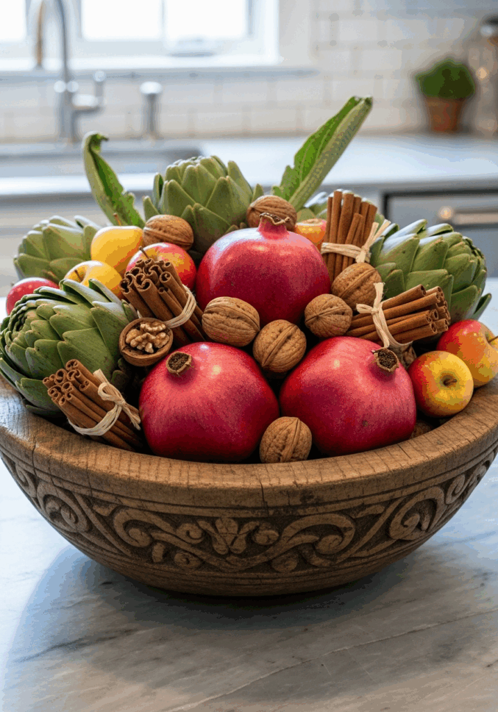 Edible Dough Bowl Centerpiece for a Fall Kitchen Island