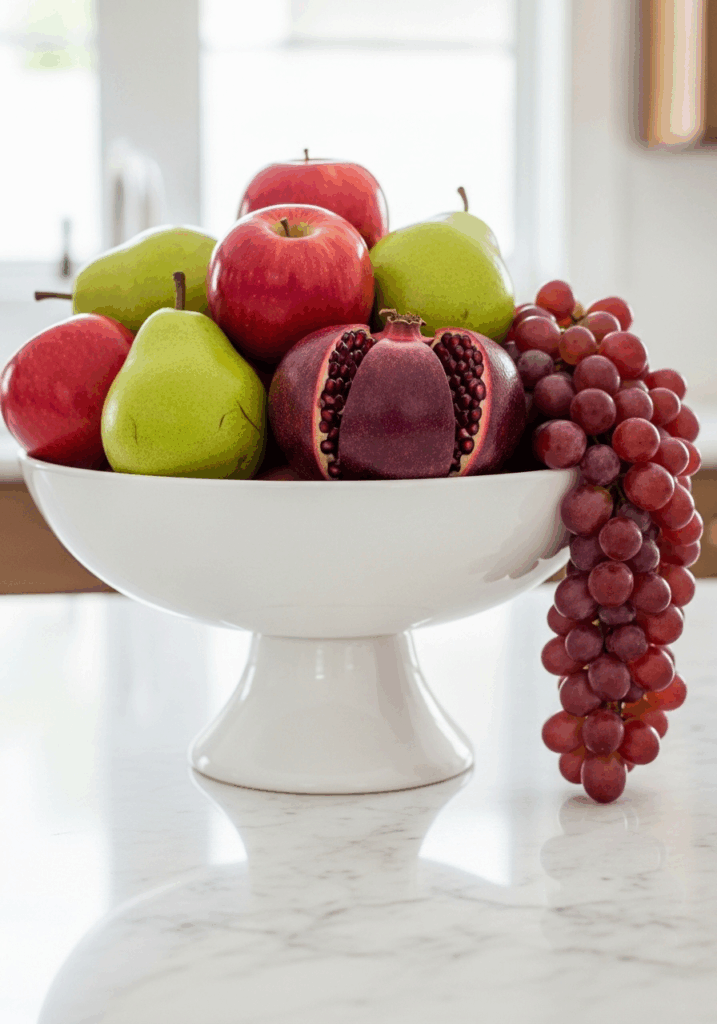 Edible and Natural Fruit Display for Fall Kitchen Decor