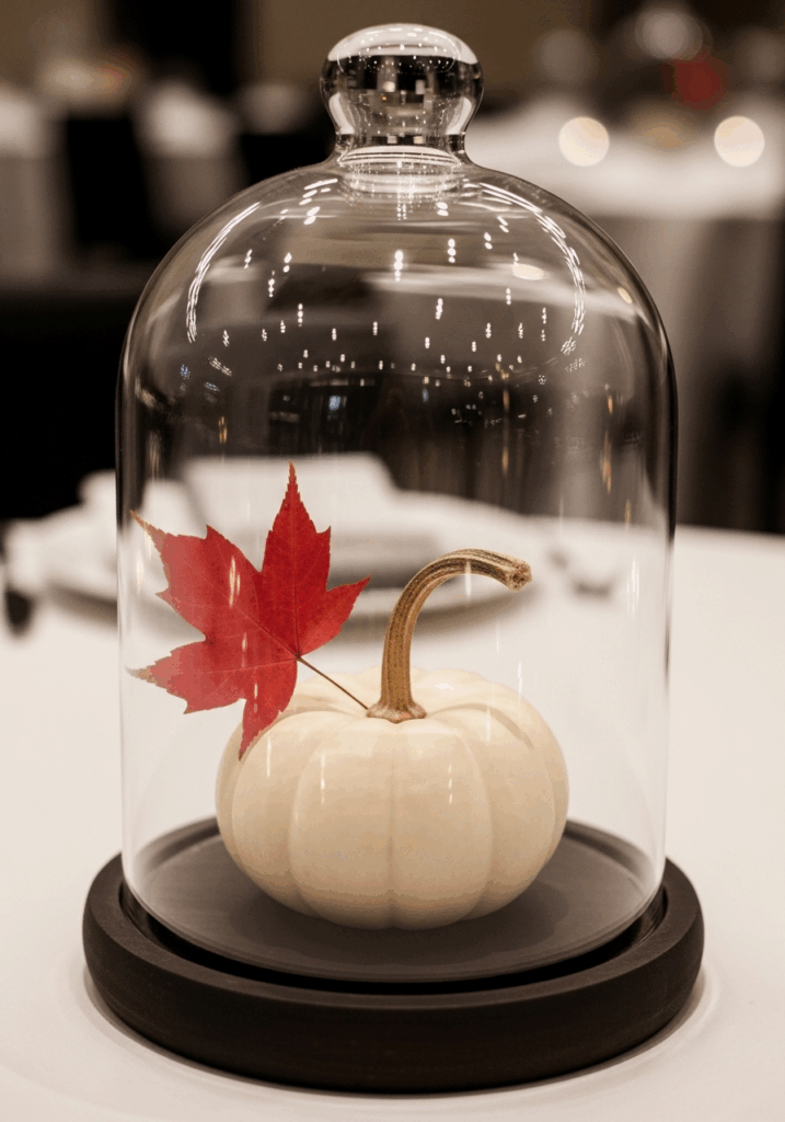Elegant Glass Cloche Fall Kitchen Table Centerpiece