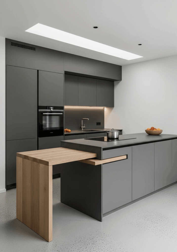 Integrated Kitchen Island and Dining Table Floor Plan