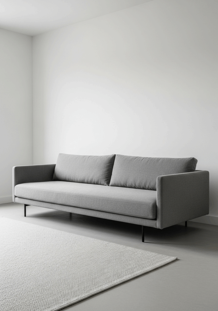 Minimalist Gray Sofa with Clean Lines for a Modern Living Room