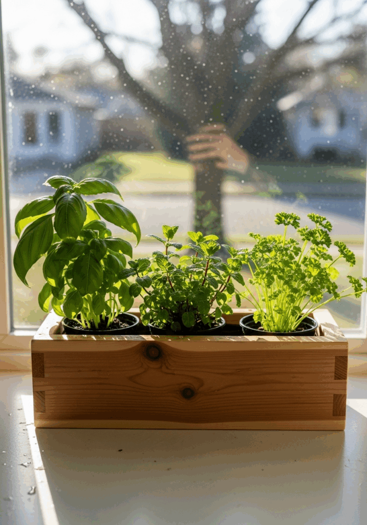 Rustic DIY Wooden Indoor Herb Garden Planter Box